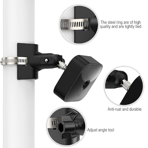 [2 Pack] Blink Camera Pole Mounting Bracket for All-New Blink Outdoor 4 (4th Gen)/(3rd Gen)/XT2/Blink Mini Security Cameras, Camera Mount with 8X Adjustable Pipe Clamp, Pole Mount, Black - Image 5