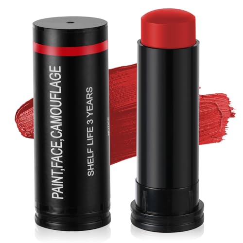 Aomig Pintura Facial en Barra, Palos Maquillaje roja Halloween, Pintura Facial de Camuflaje, Portátil Palos de Maquillaje para Fiestas de Disfraces de Halloween Maquillaje Efectos Especiales