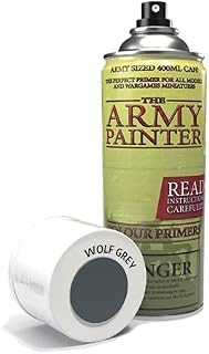 The Army Painter Colour Primer, Wolf Grey, 400ml, 13.5oz - Acrylic Spray Undercoat for Miniature Painting