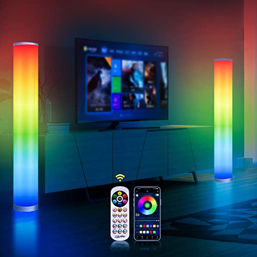 SANBEN 2 Pack RGB Corner Floor Lamp, LED Corner Lamp with Remote & APP