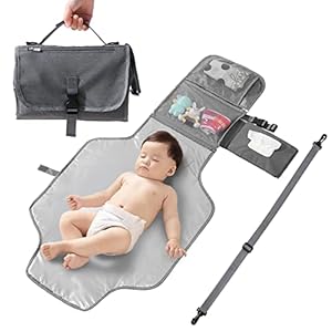 Portable Changing Pad, Waterproof Detachable Travel Changing pad for Newborn Girl Boy, Baby Changing Mat with Wipes Pocket & Shoulder Strap Foldable Diaper Changing pad, Baby Shower Gifts