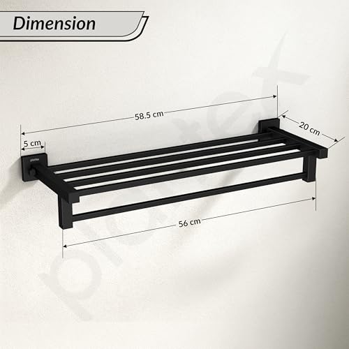 Image of Plantex Stainless Steel 24 Inch Towel Rack for Bathroom /Towel Stand /Towel Holder /Towel Bar /Bathroom Accessories - Pack of 1, Aqua (Black)