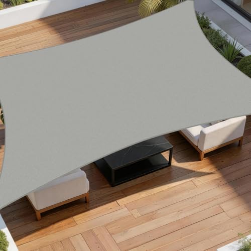 Image of ABTZENO 3x4m Waterproof Sun Shade Sail, Heavy Duty 420D UV Block Canopy Awning, Tear Resistant Garden Shade for Patio, Pergola, Backyard & Balcony (Silver Grey, Rectangular)