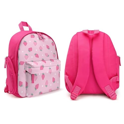 Pink Strawberry Polka Dot Large Capacity Minimalist Backpack Unisex4