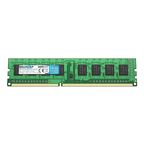 BRAINZAP RAM da 4 GB DDR3 DIMM PC3L-12800U-11-13-A1 1Rx8 1600 MHz 1.35V CL11 Computer PC Memoria RAM