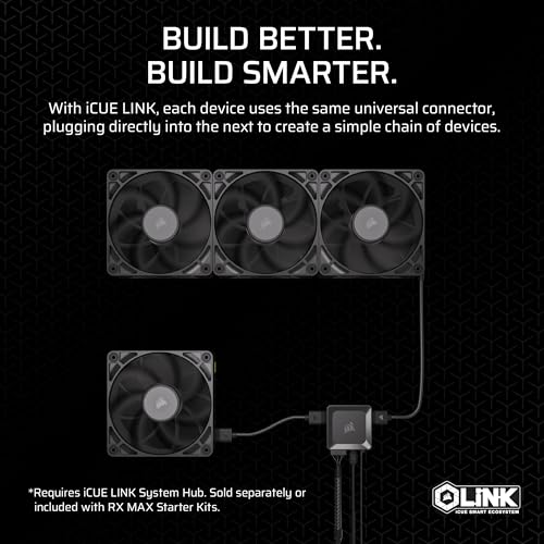 Image of CORSAIR iCUE Link RX140 MAX 140mm PWM Thick Fan - High-Static Pressure - Liquid Crystal Polymer - Magnetic Dome Bearing - Single Fan - Black