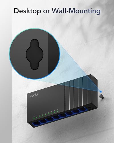 Image of Cudy GS108D 8 Port Gigabit Ethernet Network Switch,Ethernet Splitter - Desktop, Fanless, Traffic Optimization, Plug and Play