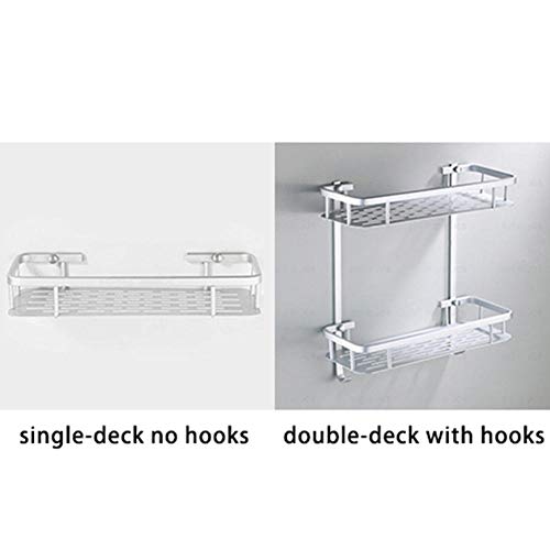 Accessoires salle de bain étagère angle double pont aluminium - 4