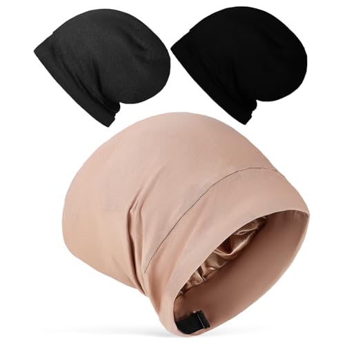 Bonnet en satin pour tresses et cheveux crépus soin nuit anti-frisottis