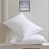 Downmemory Bed Pillows Queen Size 2 Pack,Luxury White Goose Feathers and Soft Down Like Fiber Filled Pillows with 100% Cotton Shell,Supportive Pillows Insert for Back,Stomach,Side Sleepers