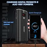 Imazing Portable Car Jump Starter - 1500A Peak 12000mAh (Up to 8L Gas or 6L Diesel Engine) 12V Auto Battery Booster Portable Power Pack with Smart Jumper Clamps - 5