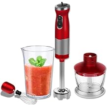 700W Immersion Hand Blender, Stainless Steel Stick Blender, Includes Mixing Beaker/Whisk Attachment/Milk Frother