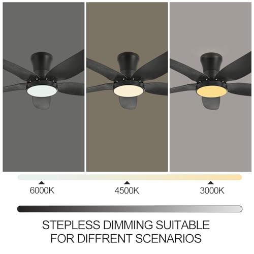 Anyeark Ceiling Fans with Lights, Low Profile Ceiling Fan Light and Remote/APP Control, 6 Speeds Adjust, LED Dimmable 3 Color Changing, Modern Flush Mount Fandelier Ceiling Fan for Bedroom - image 4