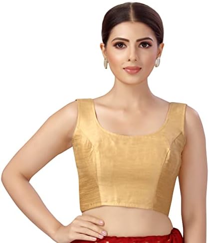 Studio Shringaar Women's Readymade Art Silk Sleeveless Saree Blouse