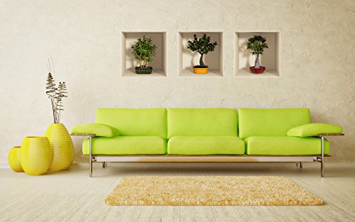 Stickers muraux 3d bonsaï effet vinyle décoration H30 x L90 cm