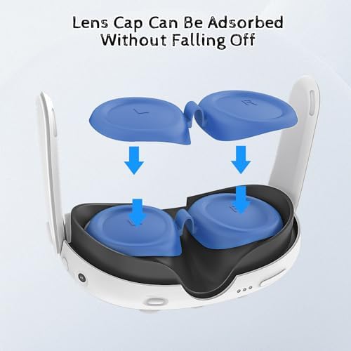 Relohas Deluxe 5 in 1 Silicone Accessories for Meta Quest 3, VR Protective Case Set for Oculus Quest 3, Controller Grip Cover, VR Shell Cover, Face Cover, Gifts for Christmas & Halloween (Light Blue) — view 5