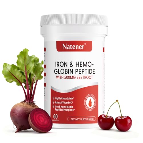 Natener 36mg Iron Supplement with 500mg Beetroot, Quad Chelated Iron