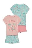 C&A Kinder Mädchen Pyjamas Pyjama Regular Fit Motivprint|Unifarben|Bedruckt rosa/türkis 140