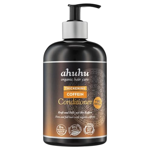 ahuhu THICKENING Coffein Conditioner (500 ml) – Haarspülung mit Bio-Koffein & Reisstärke, Stärkt die Haarstruktur & verleiht Fülle, Für feines & kraftloses Haar, Pflegt ohne zu beschweren, Vegan
