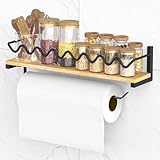LYRIFFTIC Gewürzregal Wand mit Küchenrollenhalter, Gewürzregale Holz für Küchenorganisation,...