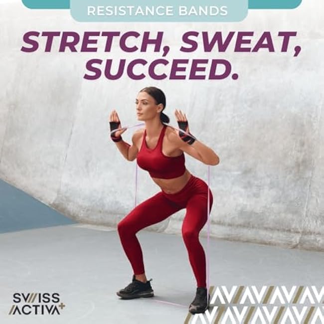 Swiss Activa Premium Resistance Bands 15-65 LBS - Exercise Bands for Women - Booty Bands for Exercise, Pilates, Pull-Up, Glutes - Resistance Bands for Working Out - Workout Bands for Physical Therapy