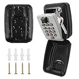 Schlüsseltresor mit Zahlencode, Schlüsseltresor Wandmontage,12-stelliger Passworteinstellung, Aussen Schlüsselbox mit Wasserdicht Abdeckung, für Haus, Privathaushalte, Hotels, Wohnanlagen und Schule