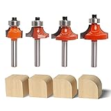 Sinoprotools 4Pcs Round Over Router Bits 1/4 Shank, Roundover Beading Router Bit Set, Tungsten Carbide, Corner Rounding Edge-Forming, Round Over Edging Router Bits (1/8”, 1/4”, 5/16”, 3/8” Radius)
