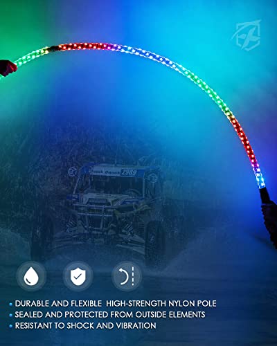 Xprite 5Ft Spiral Rgb Led Whip Lights W/Rocker Switch & Remote Control, Dream-Color Dancing Chase Flag Pole Light For Off-Road Sxs Utv Polaris Rzr Can-Am X3 Side By Side Dune Buggy Suv Trucks 2Pcs #TOP4