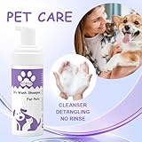 Aomig Wasserloses Trockenshampoo für Hunde Katzen Kleintiere Schnelle Sanfte Reinigung mit Pflegenden Pflanzenextrakten Ohne Alkohol Schaumformel Rückstandsfrei für Reisen empfindliche Haut (150ml)