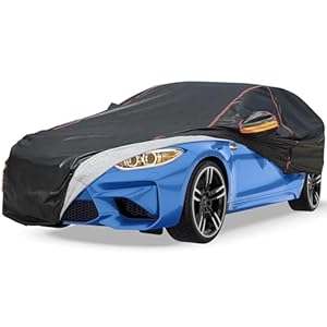 Car Cover Waterproof All Weather, 6 Layers Full Exterior Covers with Zipper Cotton, Mirror Pocket. Outdoor Car Cover UV Snow Rain Wind Dust All Weather Outdoor Protection for Sedan (173-183 inch)