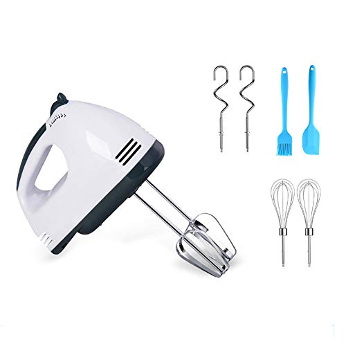 Electric Mixer Handheld 7-Speed Advantage Whisk Egg Beater with Two Balloon Whisks Two Dough Hooks/Egg Beater Portable 7 Speed Hand Mixers Eletric Handheld Kitchen Mixer Electeic Beaters