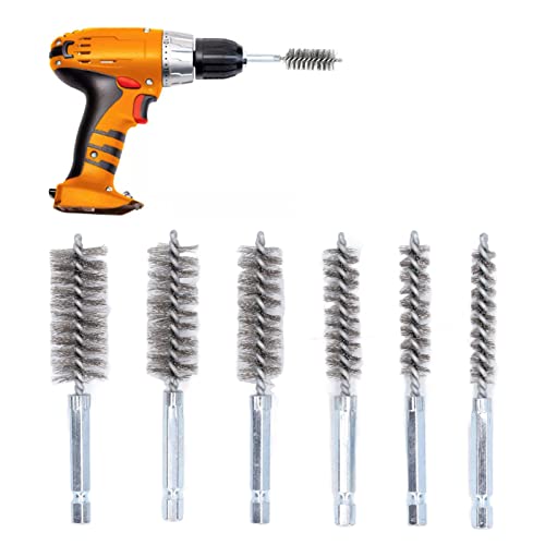 Image of Wire Brush Set Drill Brush 6pcs 4in Wire Brushes with 1 /4in Hex Shank (Steel Wire (Silver))