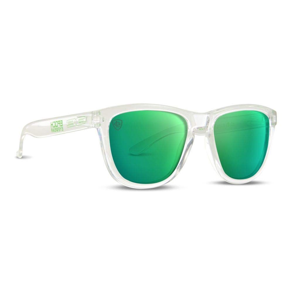 Epoch EyewearLutzka X Skateboarding Sport Sunglasses Clear with Green Mirror Lens