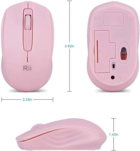 Image of Rii Wireless Mouse for Laptop, USB Wireless Mice Optical Mini Mouse for PC Computer with Nano Receiver for School Kids Office Home (Black&Pink 2 Pack)
