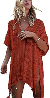YULOONG Womens Swimsuit Cover Ups Bohemia Sarong Sexy V Neck Beach Bikini Swimwear Crochet Dress One Size