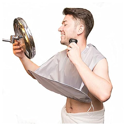 Beard Bib Apron, Hair Catcher for Men Shaving Trimming, Non-Stick Beard Cape Grooming Cloth, Waterproof, Walkable bib, Gifts for Men (Grey)
