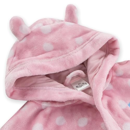 Peppa Pig Robe | Fluffy Fleece Girls Robe | Hooded Girls Bathrobe With 3D Ears3