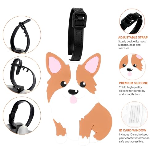 Image of Storite Silicone Luggage Tags | Cute Character Tag with Black Strap (Puppy Tag)