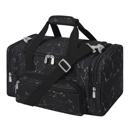 17 inch Small Duffle Bag - Carry On Weekender Bag for Travel Gym Sport - Black Marble Black Marble 17 inch