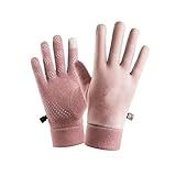 keynoyin Thickened Winter Cycling Sports Gloves, Warm and Windproof Sports Touch Screen Gloves - Pink - one Size