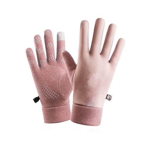 keynoyin Thickened Winter Cycling Sports Gloves, Warm and Windproof Sports Touch Screen Gloves - Pink - one Size