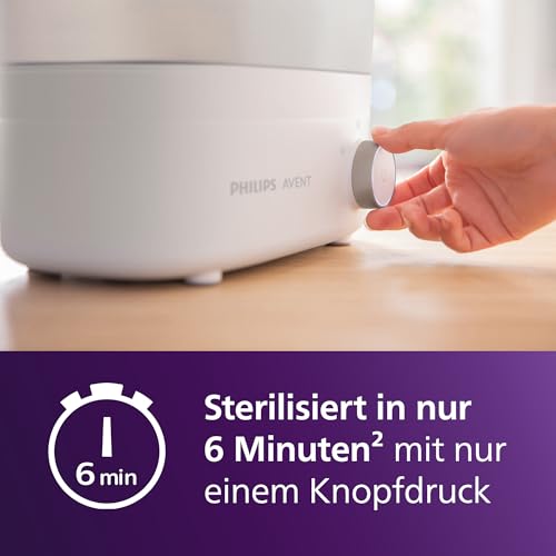 Philips Avent Sterilisator-Geschenkset – Elektrischer Dampfsterilisator mit Flasche und Saugerbürste, SCF291/00 3