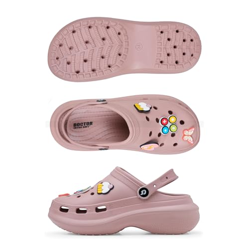 Image of DOCTOR EXTRA SOFT Women's Premium Extra Comfortable Clogs /Sandals with Cute Charms & Adjustable Back Strap for Adult| Lightweight Stylish & Anti-Skid| Waterproof Everyday Use Mules Girls /Ladies D-538