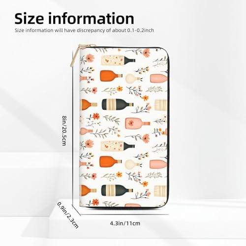 Leather Thin Slim Wallets for Women Men - Fashion Colorful Floral Vase Print Card Wallet Holder with Zipper2