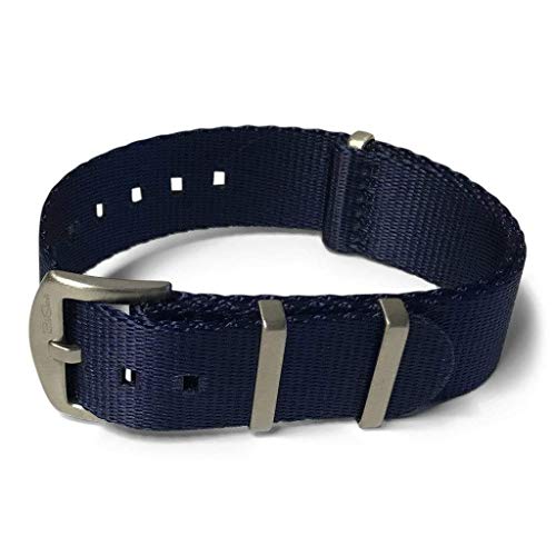 AlphaShark by BluShark Luxury Seat Belt Nylon Watch Strap 22mm Navy Blue