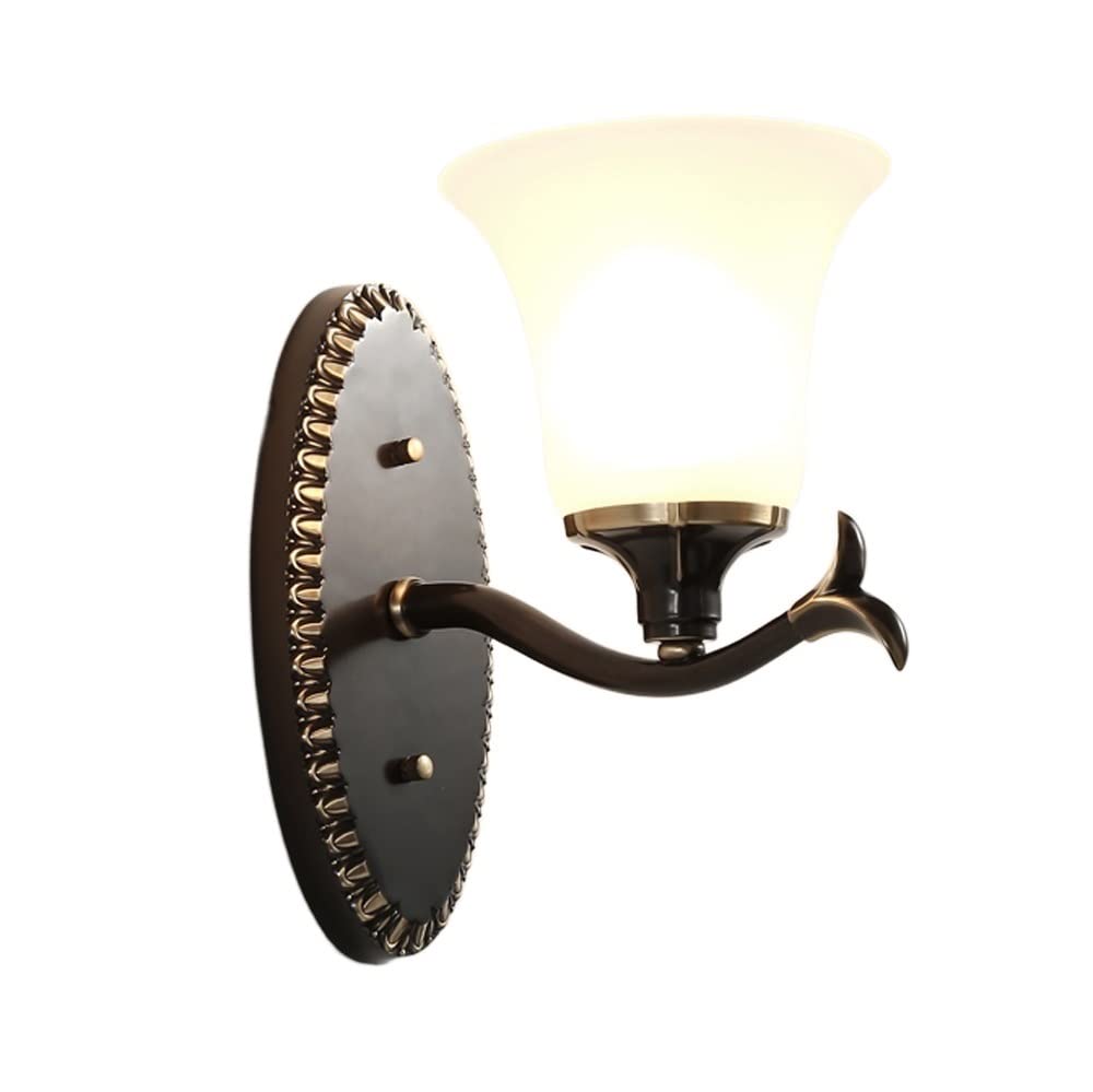 HPTHLY Wall Mounted Light Vintage Industrial Wall Sconce Wall Lamp,Wall Lantern Wall Light Wall Mounted Glass Lantern Brass Black Finish Fixtures Lighting Ro(1Light)