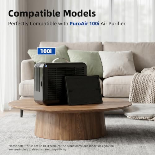 Image of 2 Pack 100i Replacement Filter Compatible with PuroAir 100i Air Purifier, 3-in-1 True HEPA High-Efficiency Activated Carbon Filter