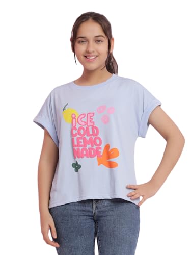 Image of Li'l Tomatoes Girls Crop T-Shirt | 100% Cotton | Graphic Printed Casual Top | Soft & Breathable Summer Wear | 9-16 Years
