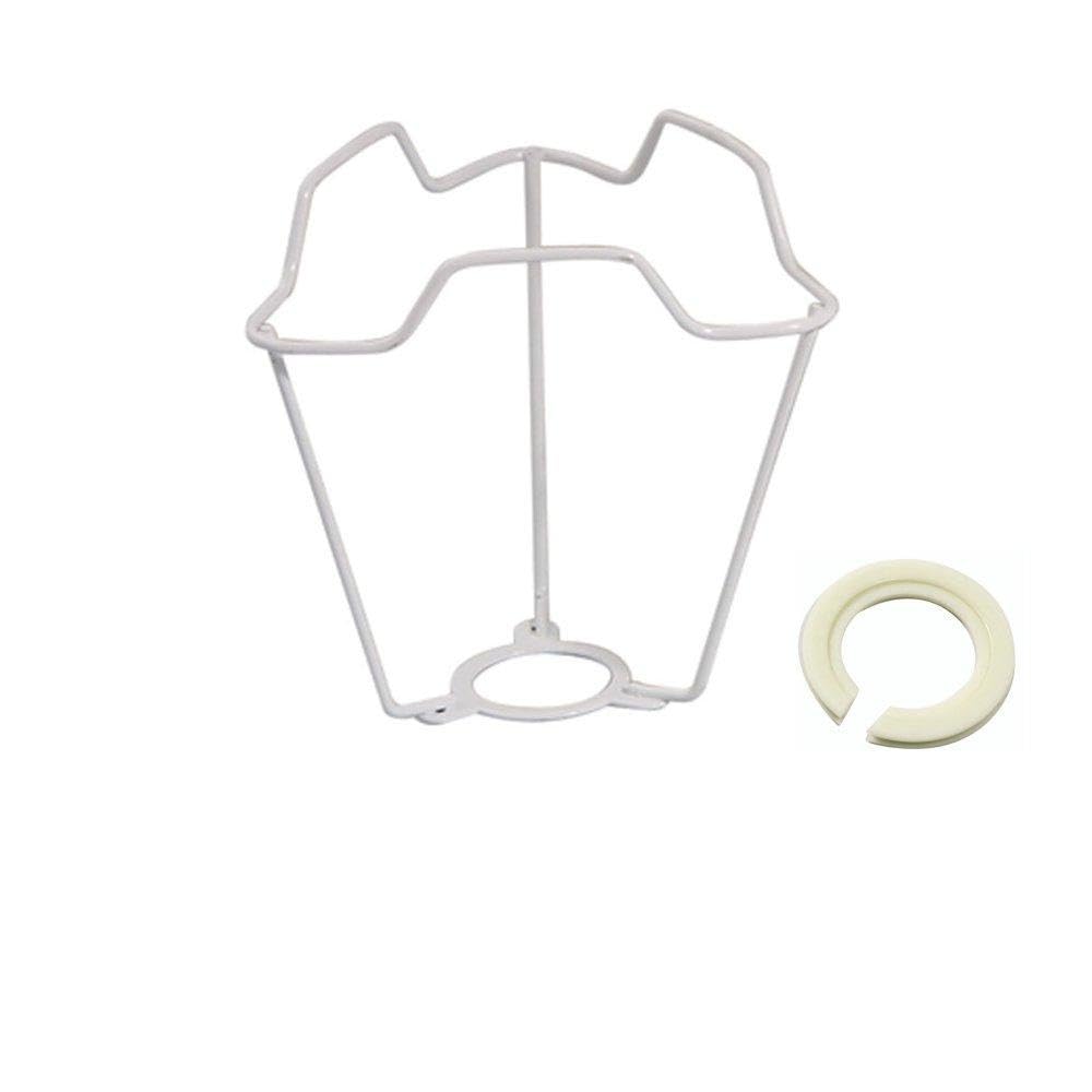 5" White Shade Carrier to Support LAMP Shade with Duplex Ring Fitting - Free Adaptor to FIT Most Types of Light Bulb Base CAPS - E27 B22 E14 B15-42MM Hole with REDUCING Adaptor for 29MM