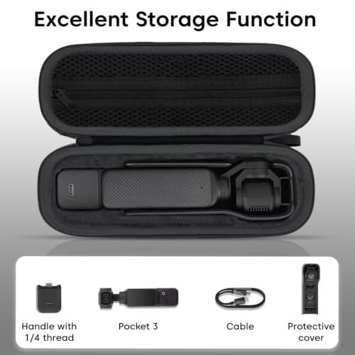 Image of Action Pro Portable Carrying Case Compatible with DJI Osmo Pocket 3, Hard EVA Shockproof Travel Storage Case, Water-Resistant Protective Bag with Wrist Strap & Mesh Pocket, Black